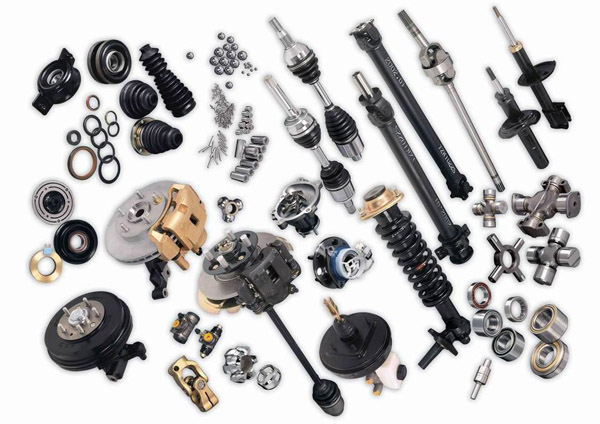 Automotive parts neatly laid out so each can be seen